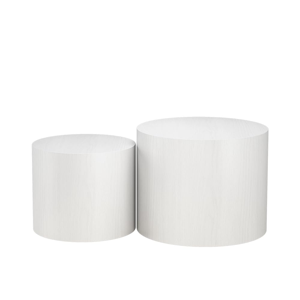 Vicco Set di tavolini da caffè Giva, Bianco, 48 x 48 cm, adatti come tavolini da salotto e per aree lounge