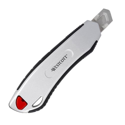 Westcott E-84025 00 18 mm Aluminium Alloy Snap Off Blade Knife with Ergonomic Soft Grip Handle - Black