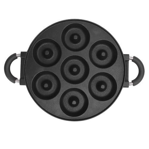 Molde para donuts de 7 orificios de aleación de aluminio antiadherente con mango cómodo para hornear donuts, galletas y más