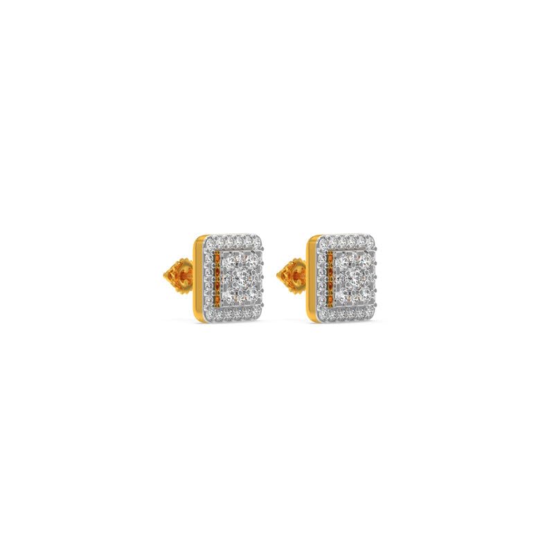 Image of KISNA JEWELS 14KT|18KT BIS Hallmark Pure Gold and Diamond Stud Earrings For Women with Screw Back clouser
