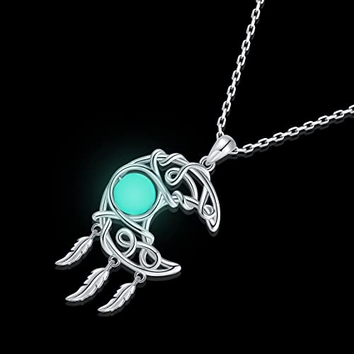 925Sterling Silver Luminous Crescent Moon Necklace for Women Dream Catcher Necklace Glow in The Dark Necklaces Fluorescent Pendant Jewelry Mother's Day Birthday Gifts for Teen Girls Daughter - Image 4