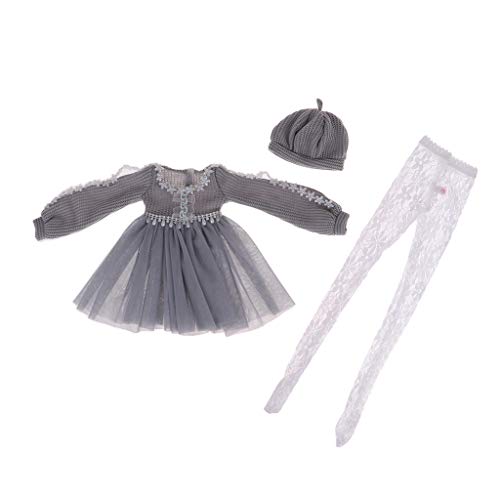 CUTICATE Robe élégante Fille Pull Robe Chapeau Gris pour Poupée 1/3 BJD Dress Up Decor Cover
