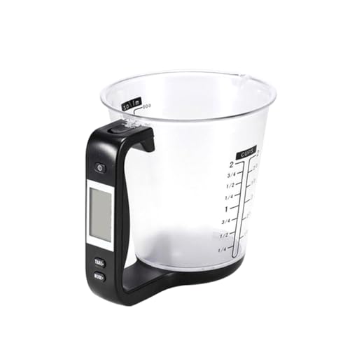 Peosaard Jarra medidora Digital, Instrumento de medición electrónico de Cocina Jarra Digital multifunción Pesaje de Cocina Temperatura Volumen Báscula con Pantalla LCD Desmontable Negro