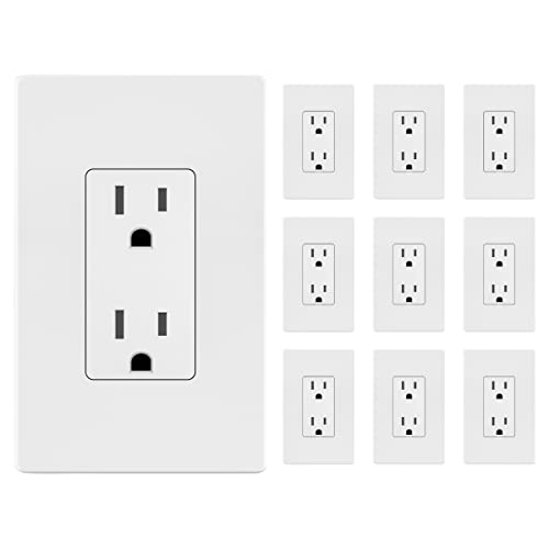 Lider Matte Finish Decorator Receptacle, Child Safe Tamper-Resistant Wall Outlet With Screwless Wall Plate, Residential Grade, 15A 125V, Ul Listed, Lr15-Tr-Wswp10P, White, 10 Pack #TOP11