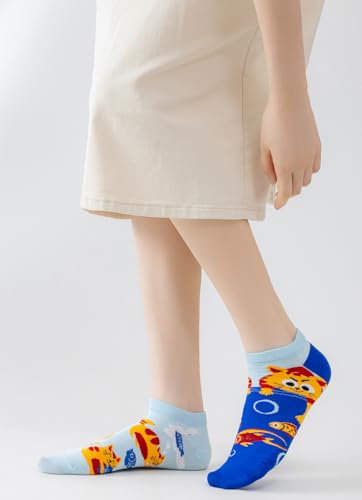Image of 2 Pairs Funny Cartoon Animal Print Cotton Ankle Socks for Women Teens