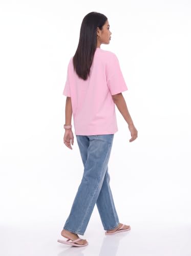 Image of Amazon Brand - Serve Women's Oversized Graphic T-Shirt | Cotton Printed Crew Neck Tee | Half Sleeve Loose Fit