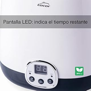 Lacor - 69345 - Yogurtiera HerA Supersillenciosa, Ideale per fare Kefir e Yogurt Greco, Contiene Timer 48 ore, Schermo LED, Capacità: 1L, Ø 16.8 x 18.8 cm, Bianco