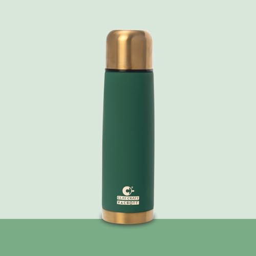 Image of CLAY CRAFT VACBOTT Terra Royal Double Walled|18 Hours Hot and 24 Hours Cold Vacuum Insulated|Thermosteel|Flask Bottle 750 ml|Steel Bottles for Travelling|BPA-Free|BIS Certified|1Year Limited Warranty