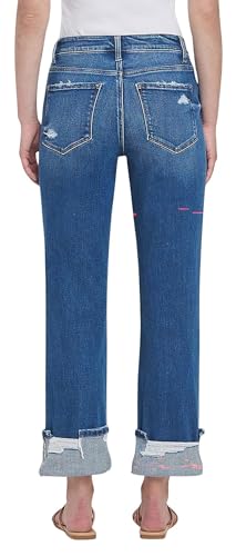 VERVET Women's Victoria High Rise Cuffed Straight Jeans2
