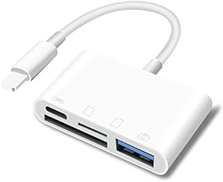 SD Card Reader for iPhone, USB Camera Adapter 4 in 1 USB Female OTG Adapter Compatible SD/TF Card,  Memory Card Reader Portable USB Adapter for iPhone,Sd Card Adapter with Charging Port, Plug and Play