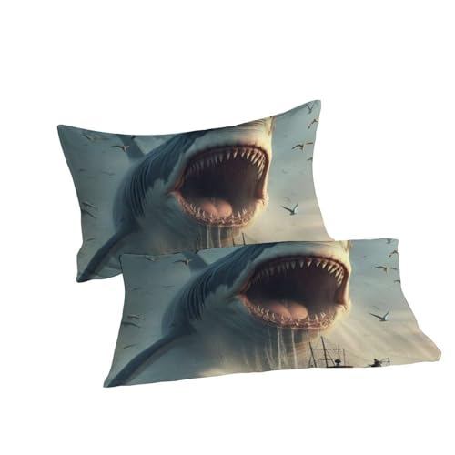 Housse de couette requin hypoallergénique et douce pour lit double garçon - 7