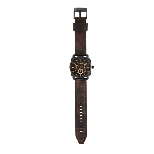 Fossil Blue Watch for Men, GMT Movement with Stainless Steel Or Leather Strap, Marron foncé – vue 5