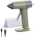 Tilswall 4V Glue Gun, Hot Glue Gun Cordless with Rapid 30s Preheat, 2000mAh Type-C Rechargeable, and 20 Glue Sticks, Anti-drip Nozzle, Auto Shut-Off, Ideal for Crafting - Green