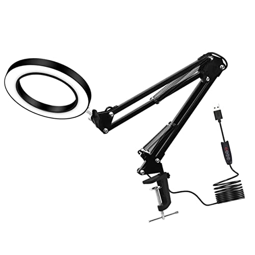 DIYEAH 1 Pieza Luz de mesa de lupa LED industrial Escritorio oficina aumentador pasatiempo lámpara de mesa lámpara de lupa LED luz de soldadura Negro