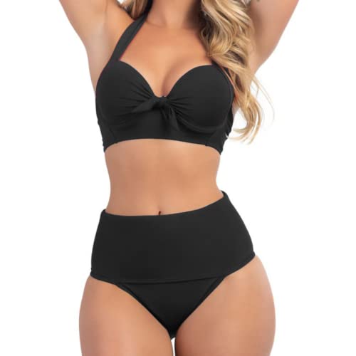 Biquíni Meia Taça Aro e Bojo Ótima Sustentação E Calcinha Hot Pant (G, Preto)