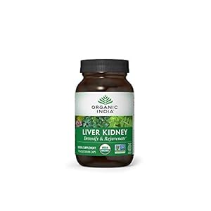ORGANIC INDIA Liver Kidney Herbal Supplement – Detoxify & Rejuvenate, Supports Healthy Liver & Kidney Function, Vegan, Gluten-Free, Kosher, USDA Certified Organic, Non-GMO – 90 Capsules