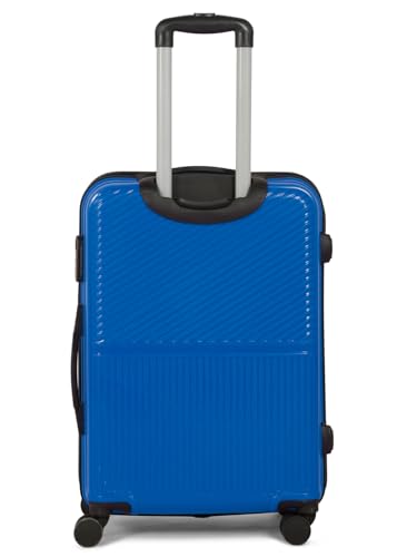 Image of Teakwood Meduim Size 8 Wheels Trolley Bag, Hard Cabin with Zipper Closure, Adjustable Push Button & Cross Side Strap, Number Lock System 360 Degree (Medium, Royal Blue)