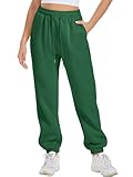 ATHMILE Sweatpants Women Joggers with Pockets Fleece Lined Baggy Cargo Work Yoga Lounge Snow Pajama Pants High Waisted Fall Fashion Green