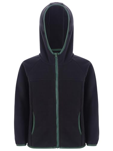 TiaoBug Kids Fleece Jacket Boys Girls Stand Collar Long Sleeve Zipped Jacket Hooded Windproof Coat Winter Outerwear