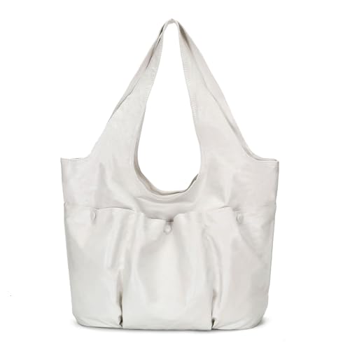 Bolsa Hobo grande vegana para mujer color blanco miniatura 1