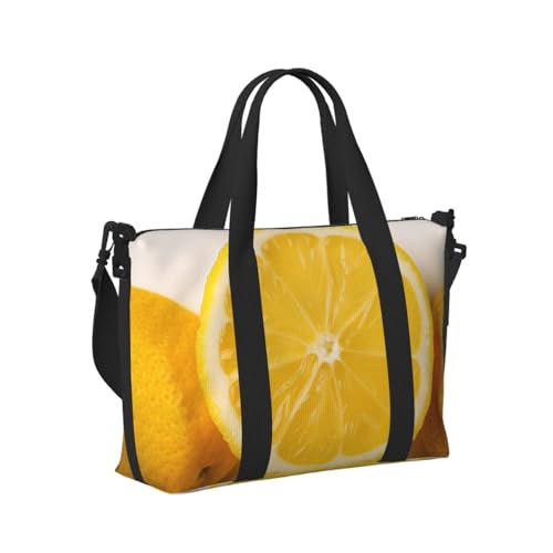 Travel Duffel Bag for Women, Large Shoulder Weekender Overnight Bag, Sport Gym Bag for Men, Carry On Tote Bags, Summer Lemon Luggage Bag for Travel Essentials2