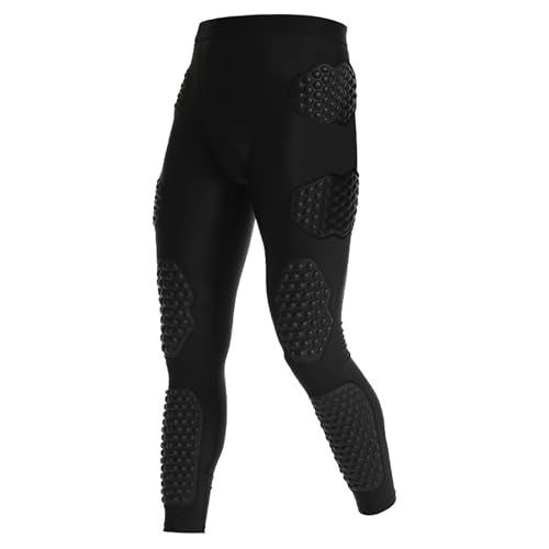 Pantalones de fútbol acolchados y amortiguadores con almohadillas de panal para hombre, pantalones de portero de protección para una protección completa, leggings integrados, Negro , XXL