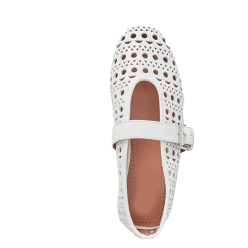 Women's Ballet Flats Fashion Buckle Strap Mesh Perforated Classic Buckle Round Toe Flats3
