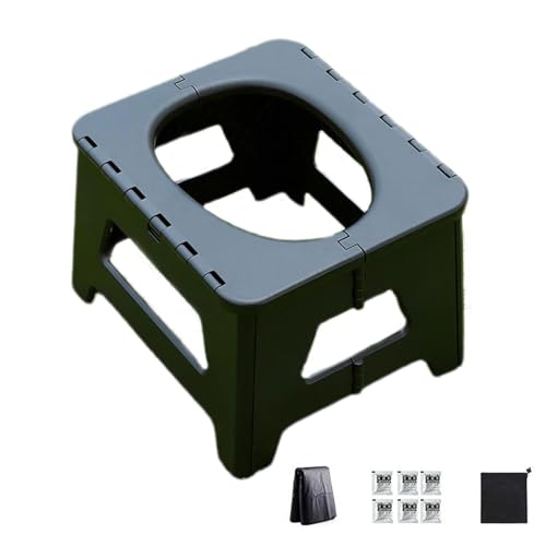 Bärbar campingtoalett - vikbar vandringspall, viktigt tillbehör för vandring, båt, tält, dusch, husbil, resor, bil - kompakt och lätt utomhus toalettlösning