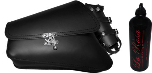 La Rosa Sportster XL Iron 883 48 72 Nightster Black Leather Quick Release Left Solo Saddlebag + 30oz Fuel Gas Bottle