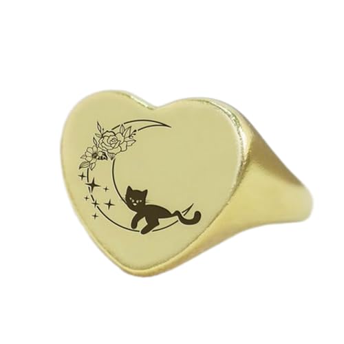 Bague chat argent 925 plaqué or brossé fait main au style vintage
