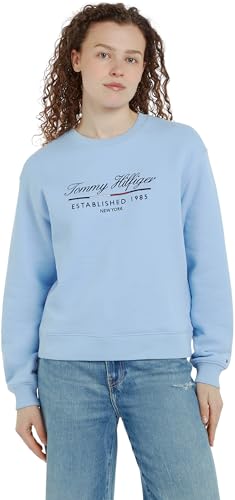 Tommy Hilfiger Damen Sweatshirt mit Rundhalsausschnitt, Blau (Vessel Blue), XL – Ansicht 1