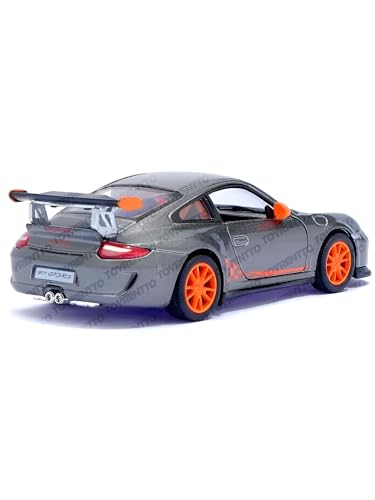 Image of 1:36 Porschee GT3 RS 2010 Alloy Sports Car Model - Diecast Metal Pull Back Toy with Openable Doors, Inertia Action, Collectible Car for Kids & Adults-Grey