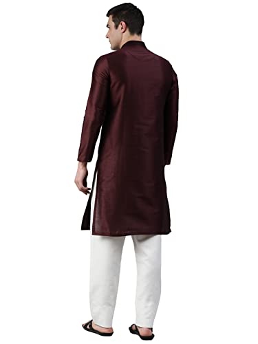 Image of Manthan Mens Full Sleeves Striped Blended Cotton Kurta
