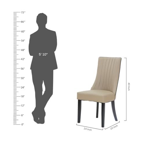 Image of Royaloak Milan Italian Leatherette Dining Chair | Elegant Dining Chair for Home with Piping Design & Leatherette Seat | Solid Wood Legs, Modern Design & Comfortable Dining Table Chair