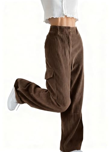 EMMIOL High Waisted Corduroy Pants for Women, Bootcut Wide Leg and Baggy, Cargo Vintage LooseTrouser...