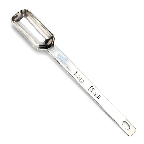 2lbDepot Single Teaspoon Measuring Spoon, Heavy-Duty Stainless Steel, Narrow, Long Handle Design Fits in Spice Jar, Set of One Tea Spoon (tsp) 5ml