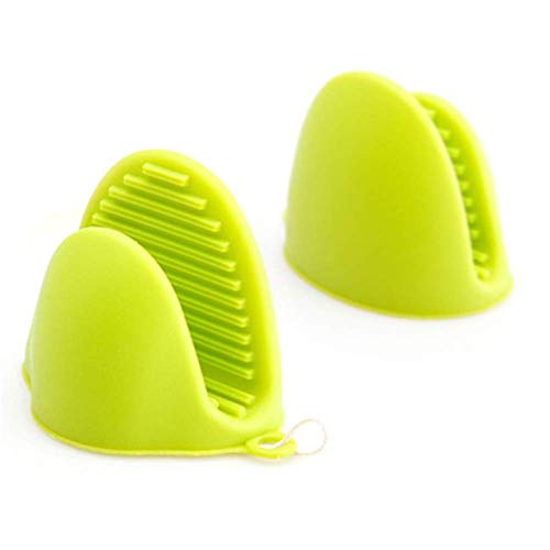 Drawihi 鍋つかみ シリコン グリップ かわいい オープンミント 耐熱ミトン 鍋敷き 滑り止め 防水 断熱 ッキング用 バーベキュー用 耐熱温度230℃ 左右兼用 ソフト 厚手 絶縁 (グリーン)