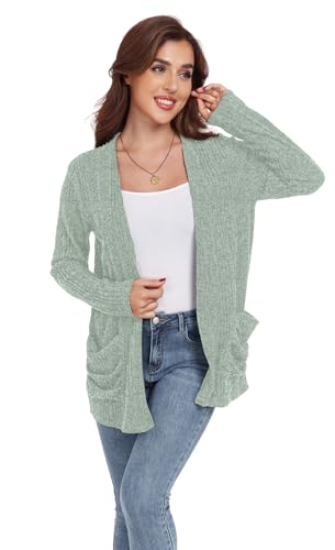Image of GRECERELLE Womens Long Sleeve Lightweight Open Front V-Neck Casual Cardigan Sweaters Outerwear with Pockets 2025, S-2XL