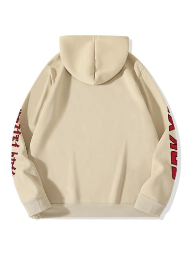 GORGLITTER Men's Vintage Car Graphic Hoodies Long Sleeve Drawstring Oversized Pullover Tops Apricot XX-Large2