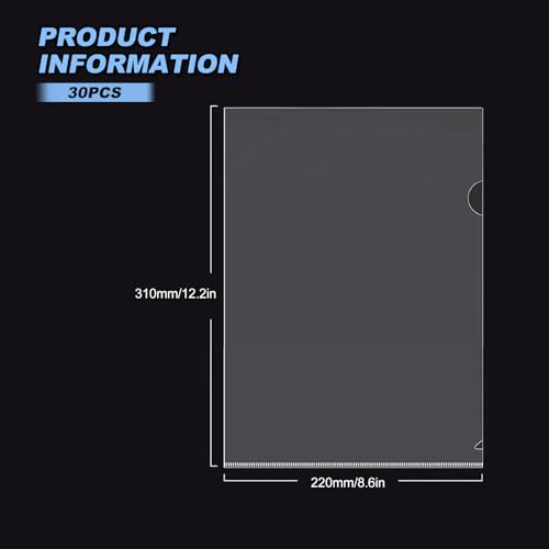 Klarsichthüllen A4 Seitlich Offen Glasklar 30 STK Aktenhüllen Klarsichtfolien Prospekthüllen A4 Seitlich Offen Sichthüllen für Papier