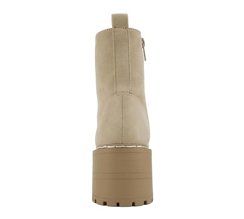Image of Soda FLING Women Chunky Lug Sole Lace up Fashion Combat Ankle Boot w /Side Zipper