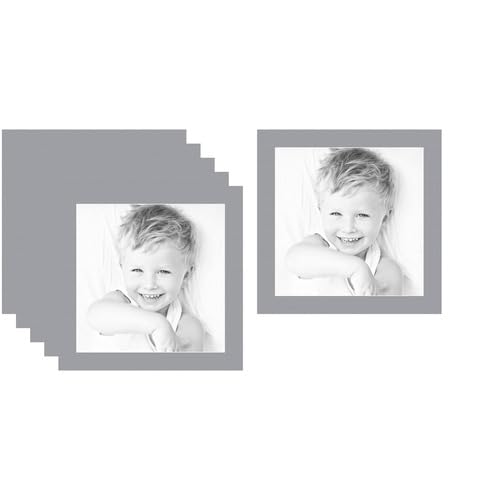 14x14 Silver/Silver Custom Mat for Picture Frame with 10x10 Opening Size (Mat Only, Frame NOT Included) - 6 Pack