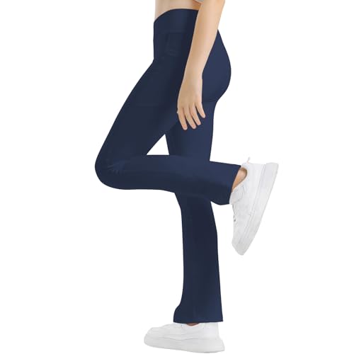 B&GCozy Girls Flared Leggings Yoga Dance Pants Kids Cross High Waisted Pants for Girls with Pockets Size 6-15 Years4