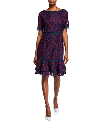 shani floral lace dress FOCUS by Shani — Lace Bodice Fit & Flare Dress with Bow Tie main image 1