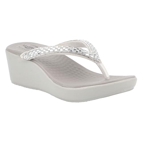 Image of Medifeet Slip-On Wedges Sandals II Rhinestones and Crystals Sandals II Cushion Fashion Sandals For Women's