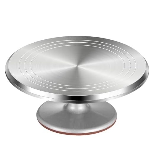Puroma Aluminium Alloy Rotating Cake Turntable 12'' Revolving Cake Stand with Non-Slipping Silicone Bottom, Ideal Cake Decorating Supply for Cake Decorations, Pastries and Cupcakes