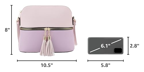 Image of SG SUGU Lunar Lightweight Medium Dome Crossbody Bag Shoulder Bag with Tassel | Zipper Pocket | Adjustable Strap