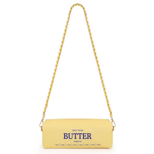 Funny Butter Sticks Soft Crossbody Bag Small Cross Body Purse with Gold Chain Strap Gifts for Women Teen Girls Mom Teacher Besties Butter lovers PU Leather Shoulder Bag for Shopping Travel Party