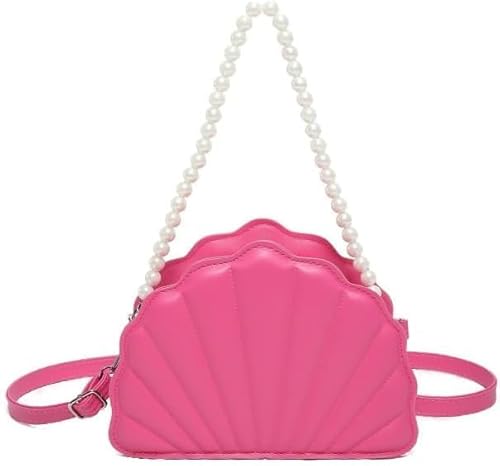 WTQZFRNSB Pearl chain handbag shoulder bag shell bag/13363(Pink)