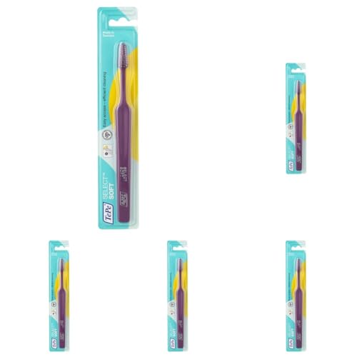 TePe Select - Cepillo de dientes suave/Cepillo manual para adultos, colores aleatorios (Paquete de 5)